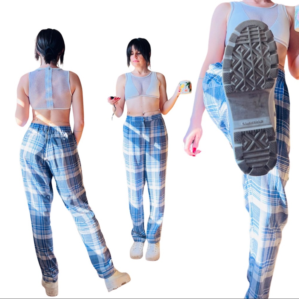 Silk Plaid Slacks